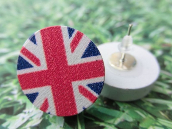 Preview: Stoff Knopf Ohrstecker Button Muster